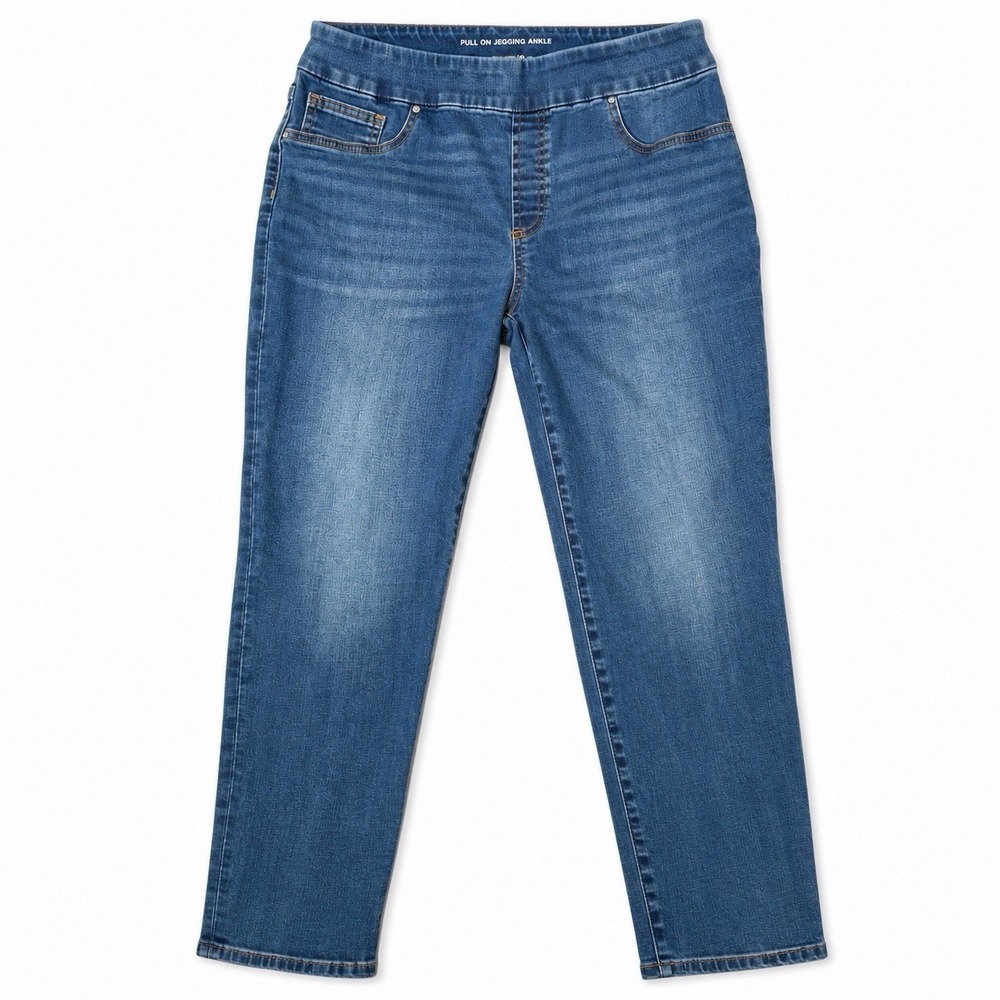 Chico's Pull On Jegging Ankle Jeans Womens 2R 12R Blue Denim Stretch Casual Chic